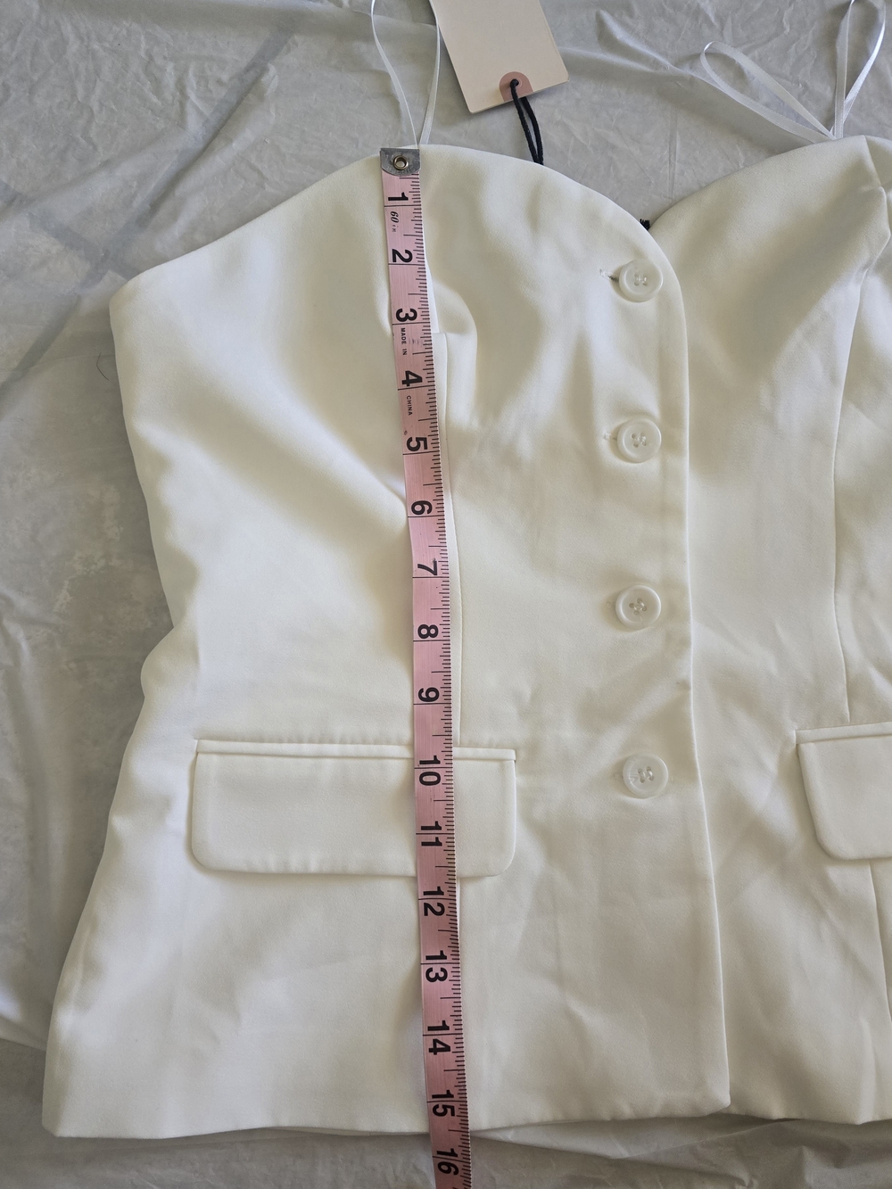 Sincerly Jules White Button-Front Bustier Top - Picture 5 of 7